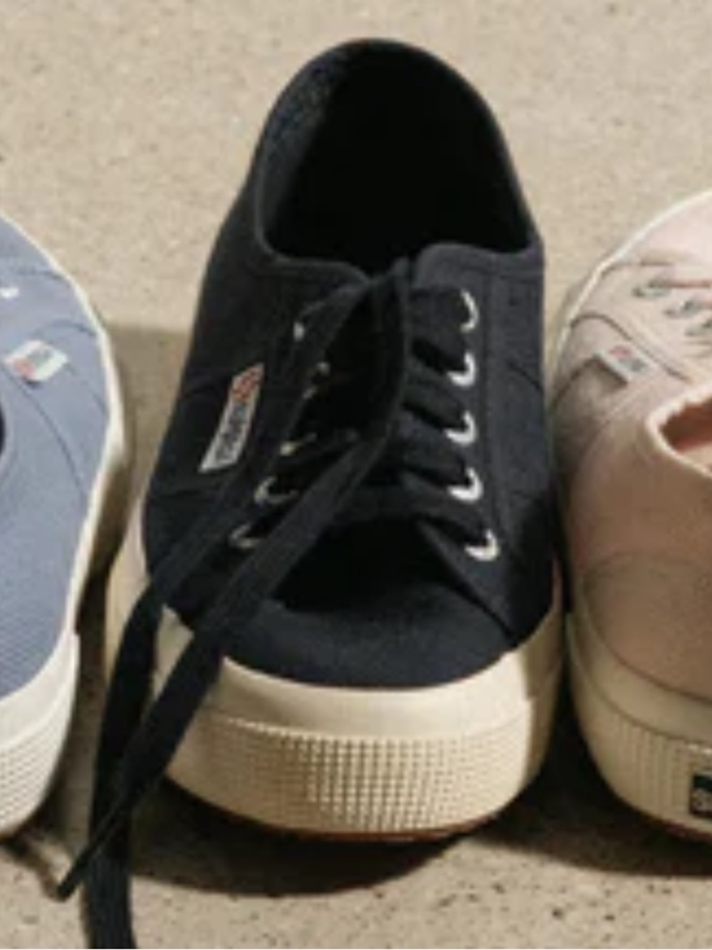 Superga Navy Blue Canvas Platform Sneakers